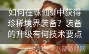 如何在诛仙sf中获得珍稀境界装备？装备的升级有何技术要点？