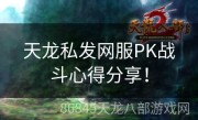 天龙私发网服PK战斗心得分享！