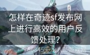 怎样在奇迹sf发布网上进行高效的用户反馈处理？